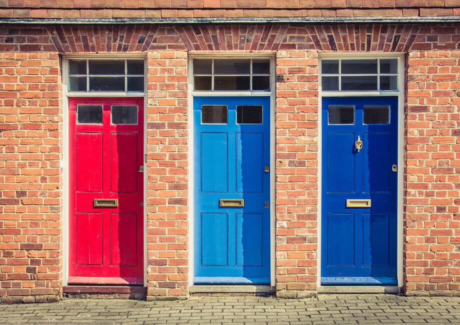 Three different colour doors