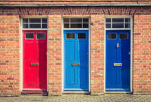 Three different colour doors