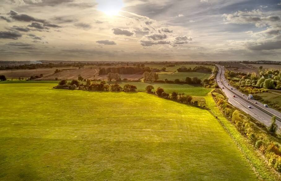View over the A120 near Stansted airport