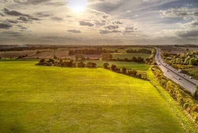View over the A120 near Stansted airport