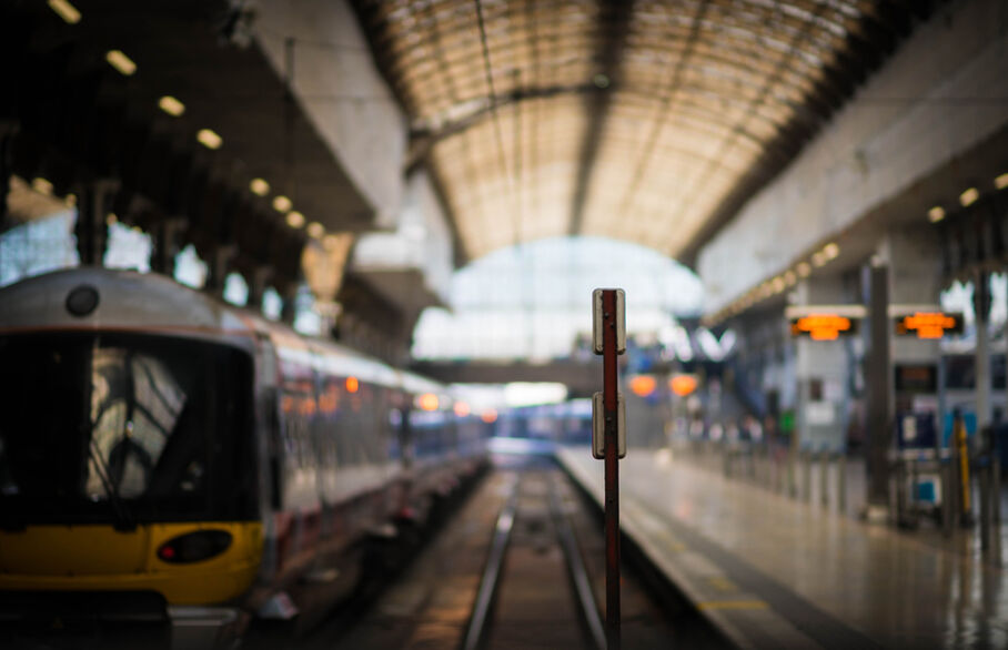 A train in a station