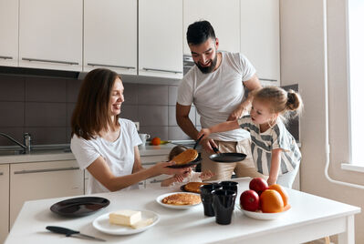 A family making pancakes