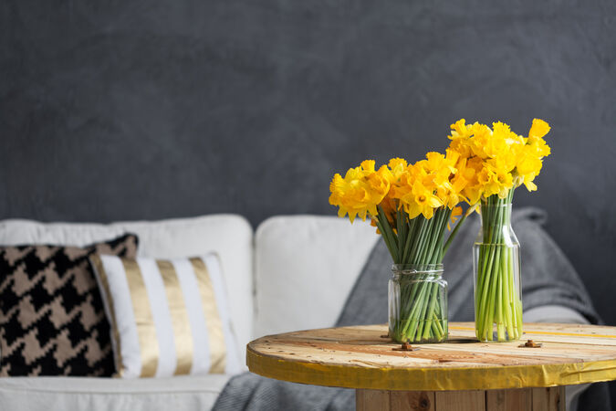 A bunch of daffodils on a table