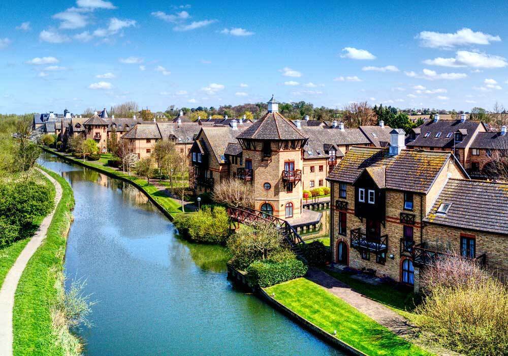 Houses by a river