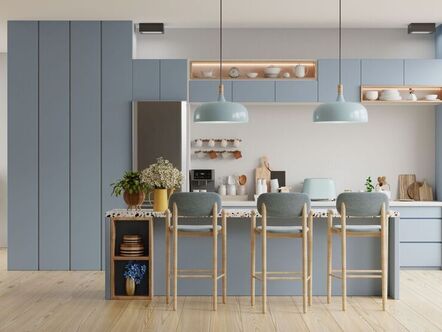 Beautiful kitchen in light blue